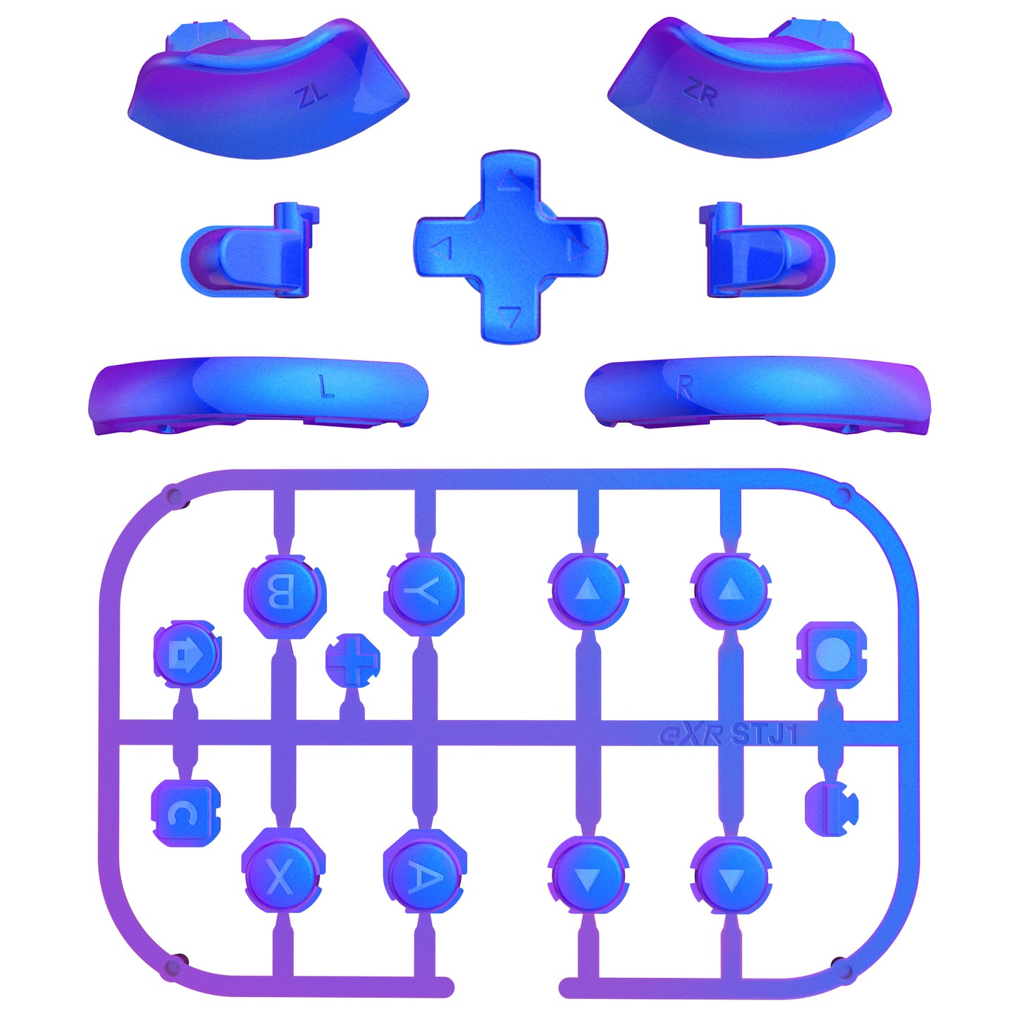 eXtremeRate Nintendo Switch 2ジョイコン対応交換フルセットボタン【カメレオンパープルブルー】