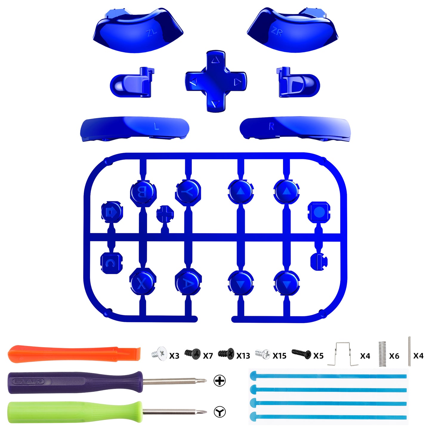 eXtremeRate Nintendo Switch 2ジョイコン対応交換フルセットボタン【クロムブルー】