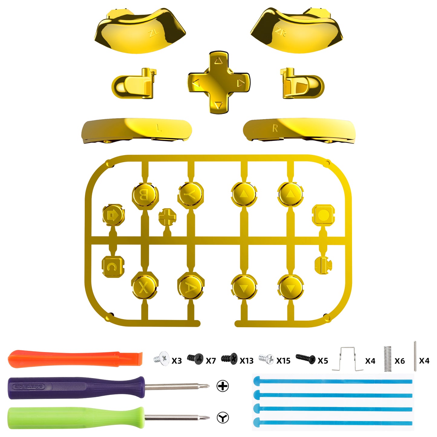 eXtremeRate Nintendo Switch 2ジョイコン対応交換フルセットボタン【クロムゴールド】