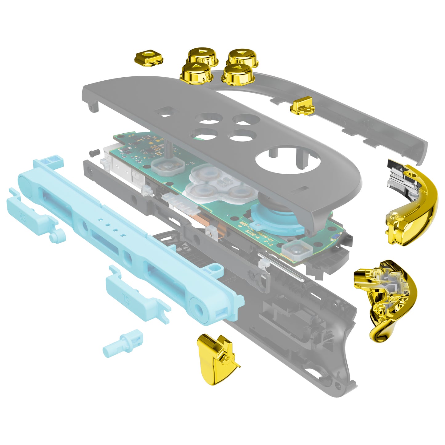 eXtremeRate Nintendo Switch 2ジョイコン対応交換フルセットボタン【クロムゴールド】
