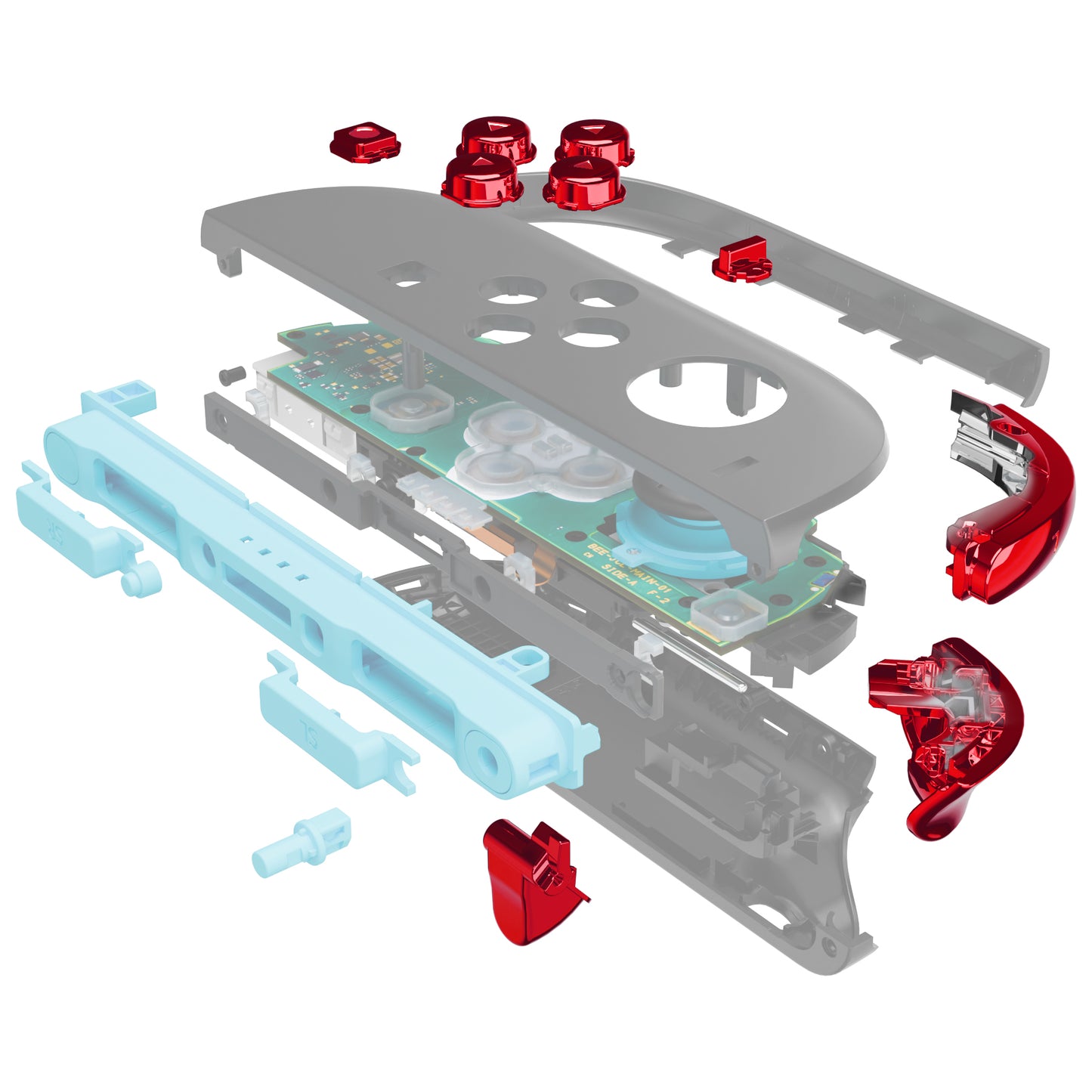 eXtremeRate Nintendo Switch 2ジョイコン対応交換フルセットボタン【クロムレッド】