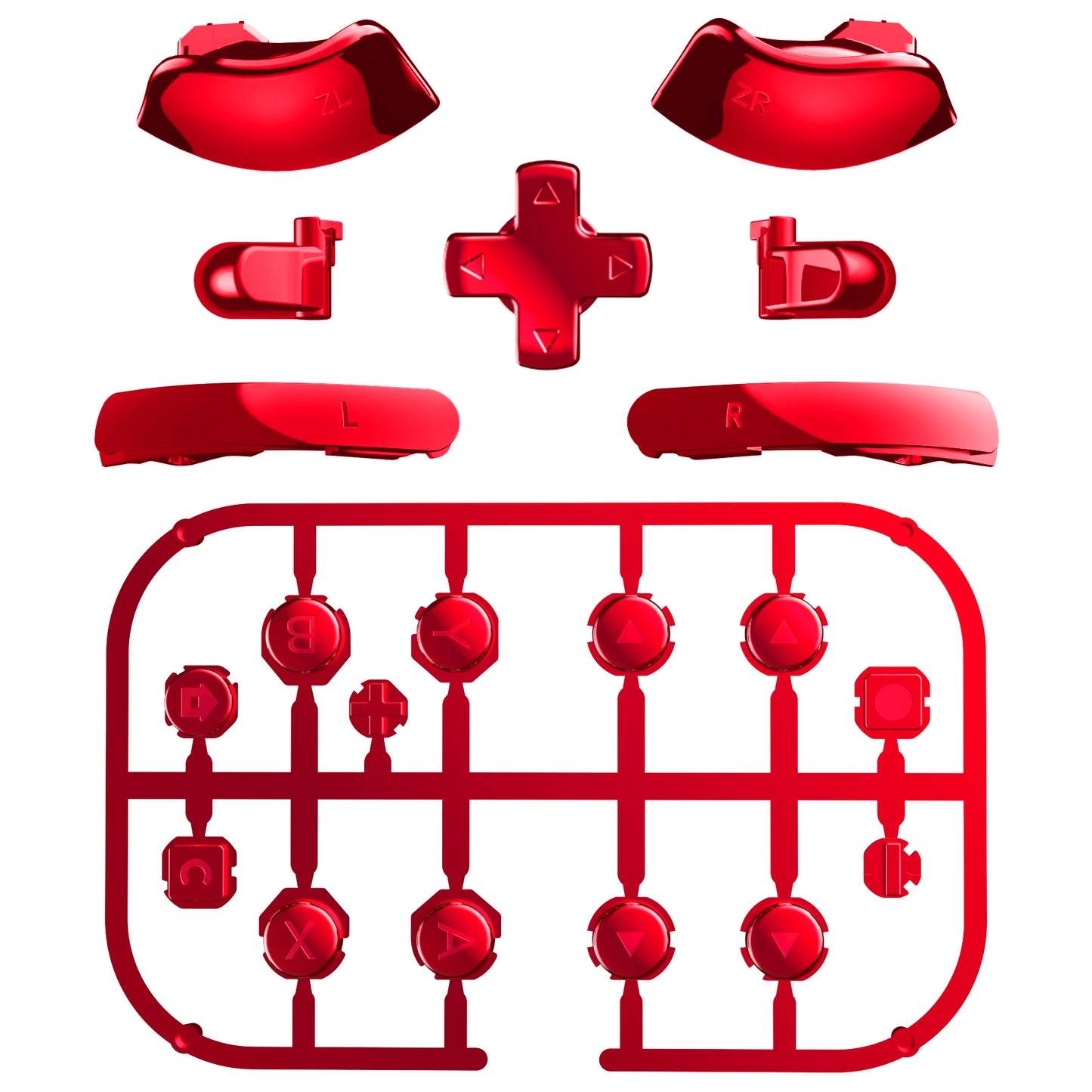 eXtremeRate Nintendo Switch 2ジョイコン対応交換フルセットボタン【クロムレッド】