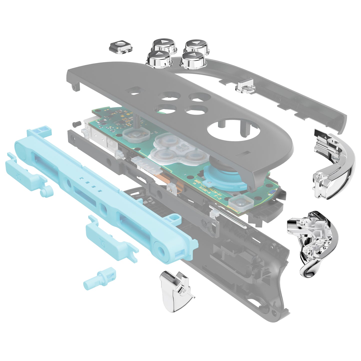 eXtremeRate Nintendo Switch 2ジョイコン対応交換フルセットボタン【クロムシルバー】