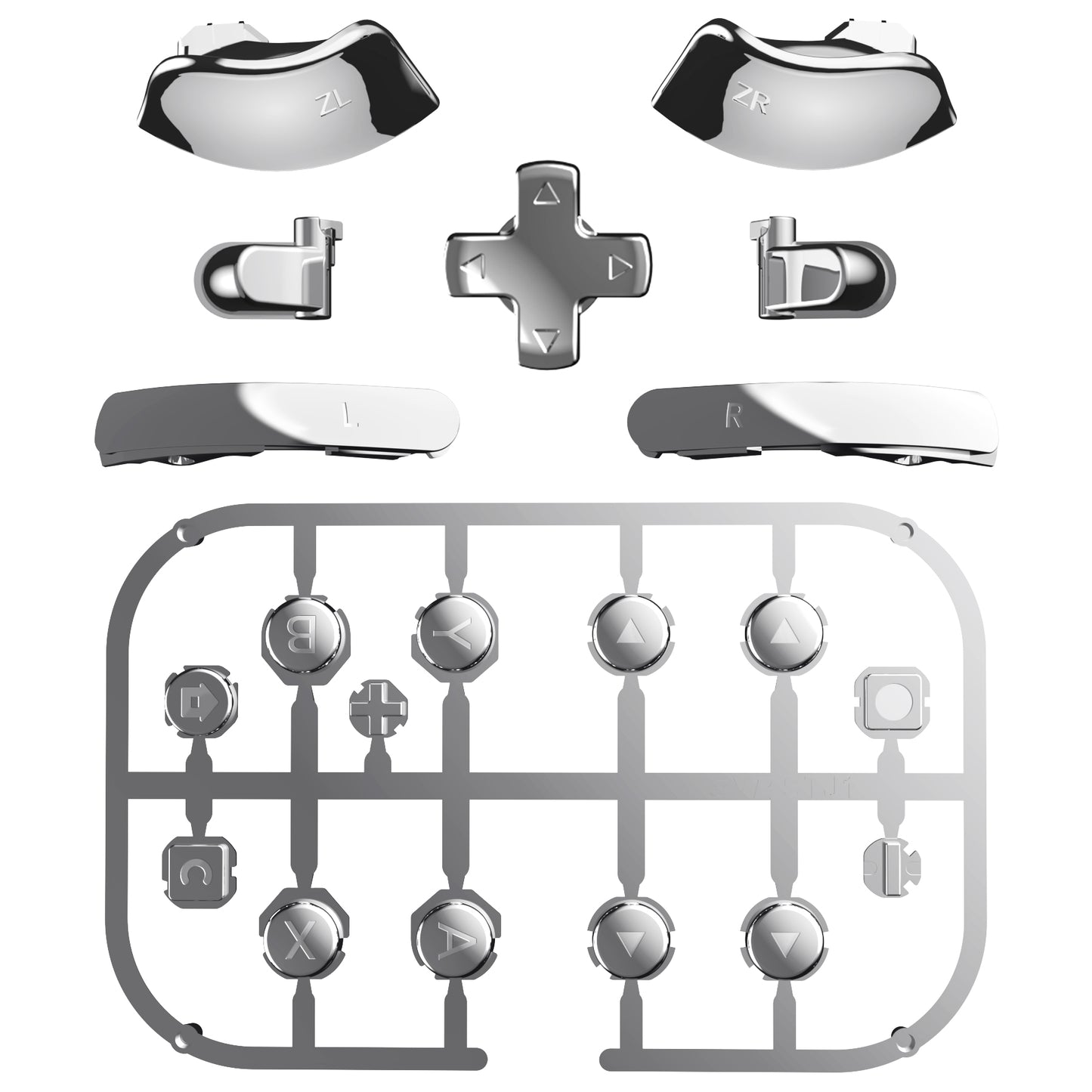 eXtremeRate Nintendo Switch 2ジョイコン対応交換フルセットボタン【クロムシルバー】