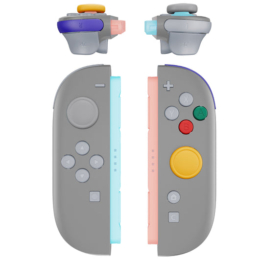 eXtremeRate Nintendo Switch 2ジョイコン対応交換フルセットボタン【ニューホープグレー＆スイッチキューブブルーグリーン】