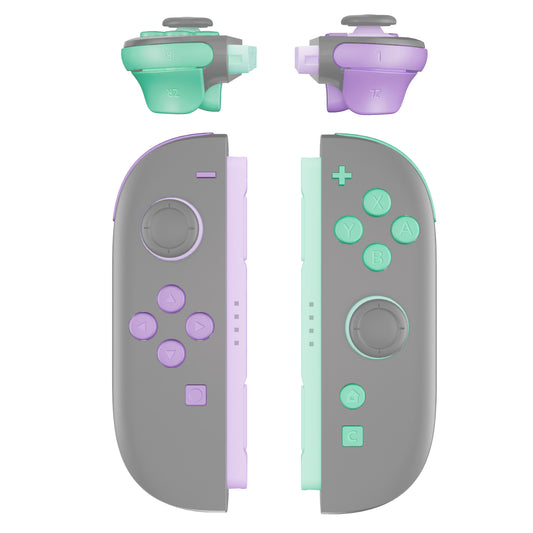 eXtremeRate Nintendo Switch 2ジョイコン対応交換フルセットボタン【パープル＆グリーン】