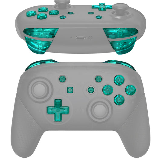 eXtremeRate Nintendo Switch Proコントローラー用DIY交換フルセットボタン【クリアジェイドグリーン】