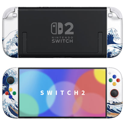 eXtremeRate Nintendo Switch 2対応ジョイコン交換フルセットシェルケース、ボタン付き - デラックス版【ザグレートウェーブ】