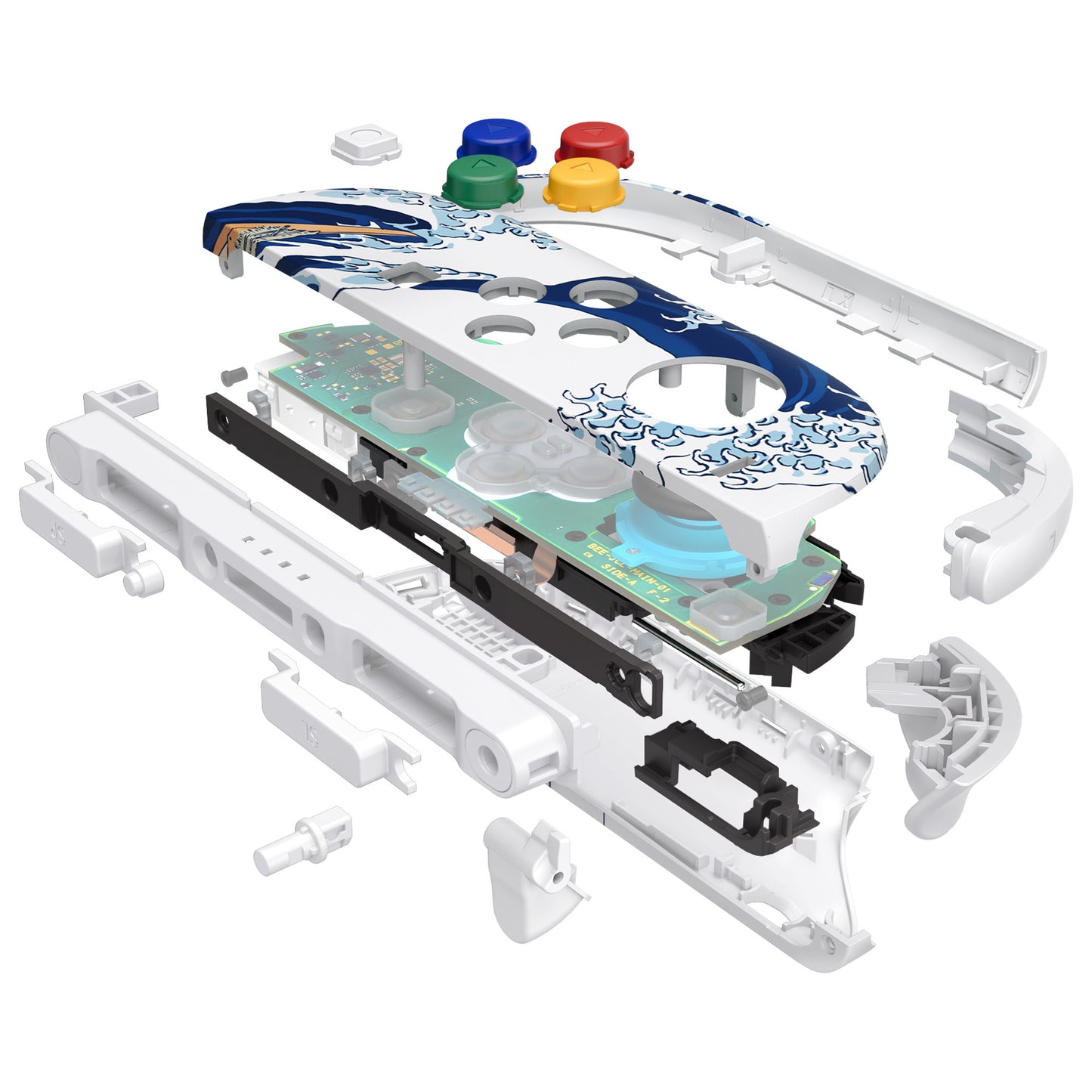 eXtremeRate Nintendo Switch 2対応ジョイコン交換フルセットシェルケース、ボタン付き - デラックス版【ザグレートウェーブ】