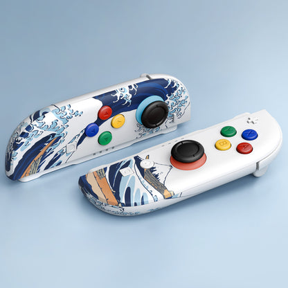 eXtremeRate Nintendo Switch 2対応ジョイコン交換フルセットシェルケース、ボタン付き - デラックス版【ザグレートウェーブ】