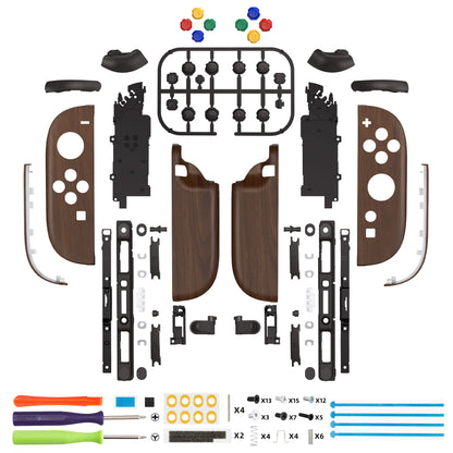 eXtremeRate Nintendo Switch 2対応ジョイコン交換フルセットシェルケース、ボタン付き - デラックス版【木目調デザイン】