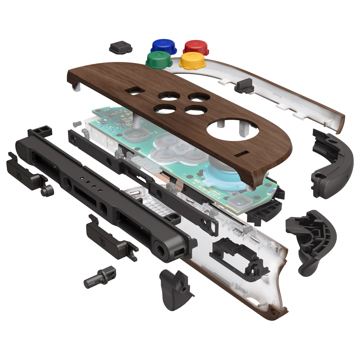 eXtremeRate Nintendo Switch 2対応ジョイコン交換フルセットシェルケース、ボタン付き - デラックス版【木目調デザイン】