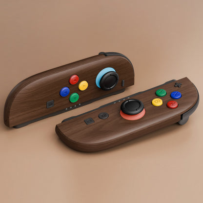 eXtremeRate Nintendo Switch 2対応ジョイコン交換フルセットシェルケース、ボタン付き - デラックス版【木目調デザイン】