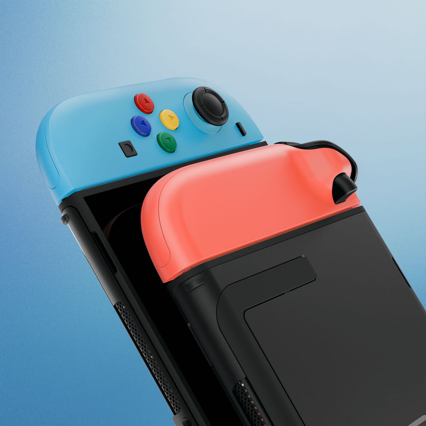 eXtremeRate Nintendo Switch 2対応ジョイコン交換フルセットシェルケース、ボタン付き - エッセンス版【ブルー&オレンジ】