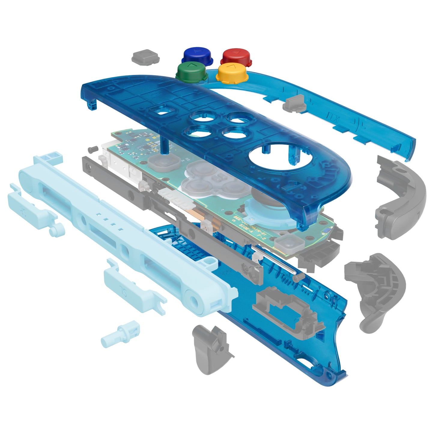 eXtremeRate Nintendo Switch 2対応ジョイコン交換フルセットシェルケース、ボタン付き - エッセンス版【クリアブルー】