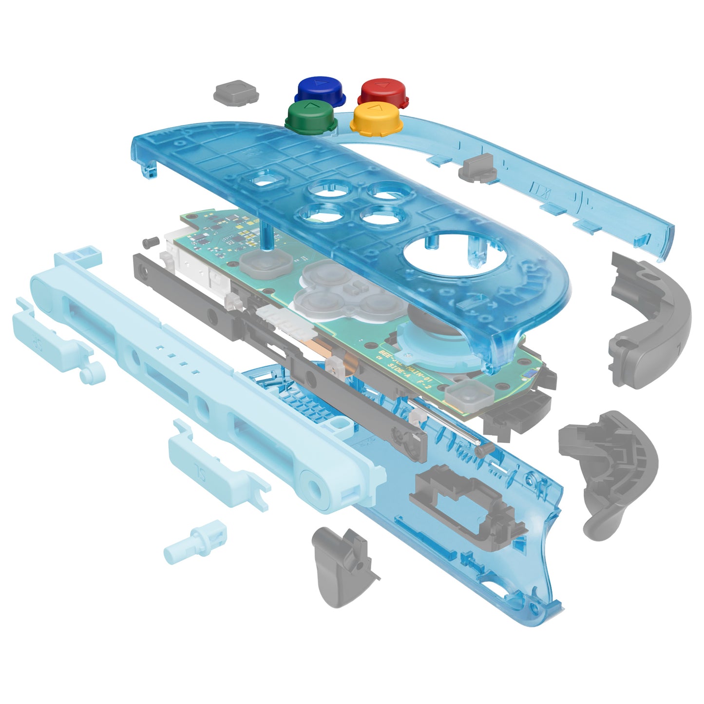 eXtremeRate Nintendo Switch 2対応ジョイコン交換フルセットシェルケース、ボタン付き - エッセンス版【クリアブルー&オレンジ】