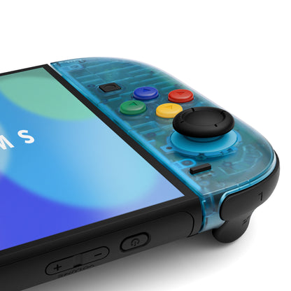 eXtremeRate Nintendo Switch 2対応ジョイコン交換フルセットシェルケース、ボタン付き - エッセンス版【クリアブルー&オレンジ】