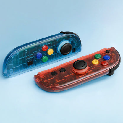 eXtremeRate Nintendo Switch 2対応ジョイコン交換フルセットシェルケース、ボタン付き - エッセンス版【クリアブルー&オレンジ】