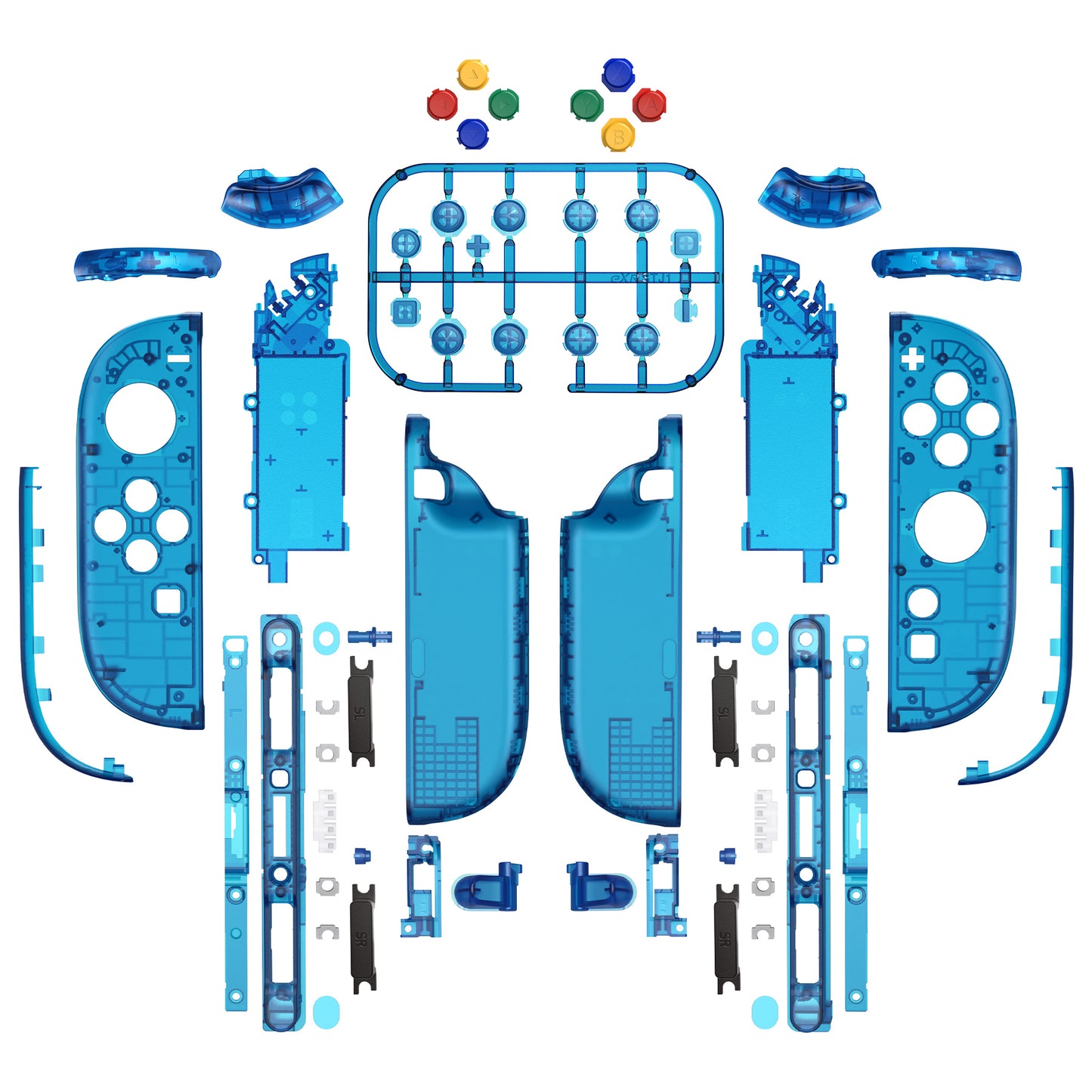 eXtremeRate Nintendo Switch 2対応ジョイコン交換フルセットシェルケース、ボタン付き - デラックス版【クリアブルー】
