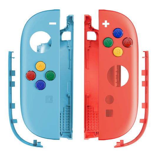 eXtremeRate Nintendo Switch 2対応ジョイコン交換フルセットシェルケース、ボタン付き - エッセンス版【ブルー&オレンジ】