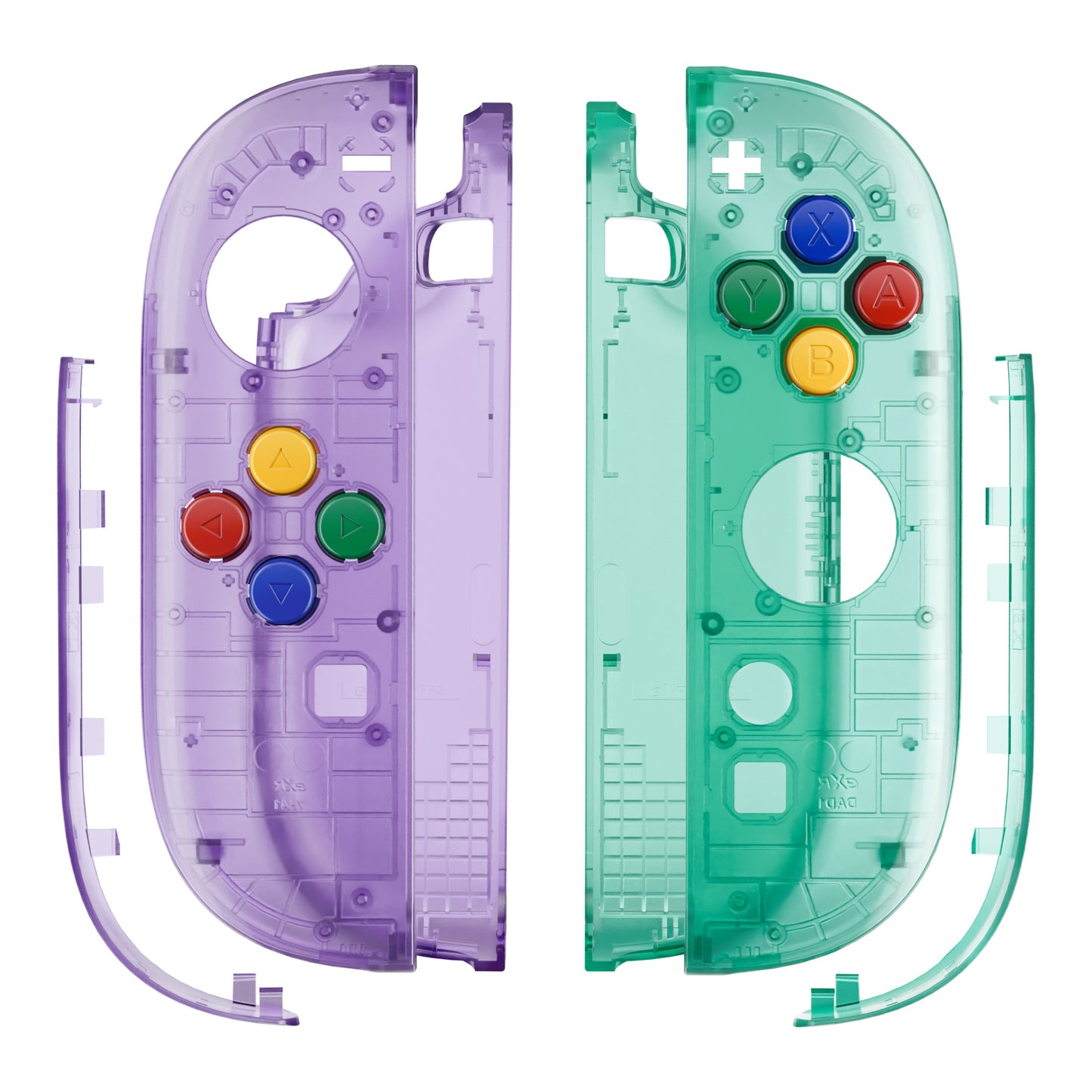 eXtremeRate Nintendo Switch 2 Joy-Con Replacement Shell Case with Buttons - Essence Edition [Clear Blue & Orange]