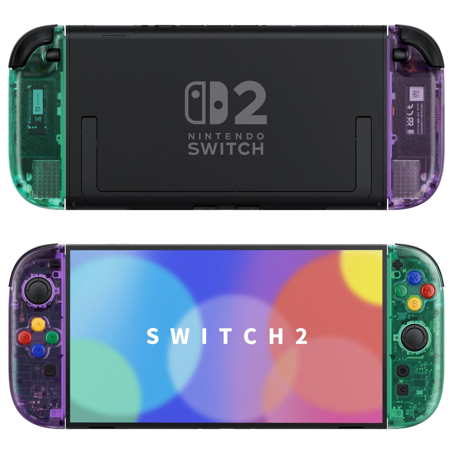 eXtremeRate Nintendo Switch 2 Joy-Con Replacement Shell Case with Buttons - Essence Edition [Clear Blue & Orange]