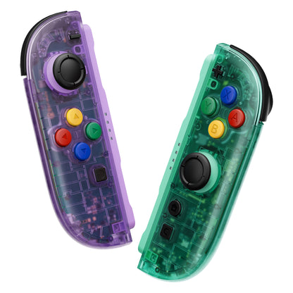 eXtremeRate Nintendo Switch 2 Joy-Con Replacement Shell Case with Buttons - Essence Edition [Clear Blue & Orange]