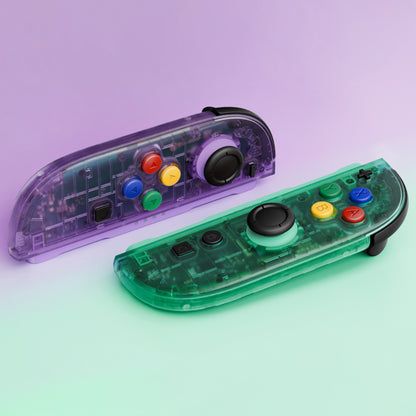 eXtremeRate Nintendo Switch 2 Joy-Con Replacement Shell Case with Buttons - Essence Edition [Clear Blue & Orange]