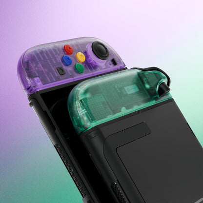eXtremeRate Nintendo Switch 2 Joy-Con Replacement Shell Case with Buttons - Essence Edition [Clear Blue & Orange]
