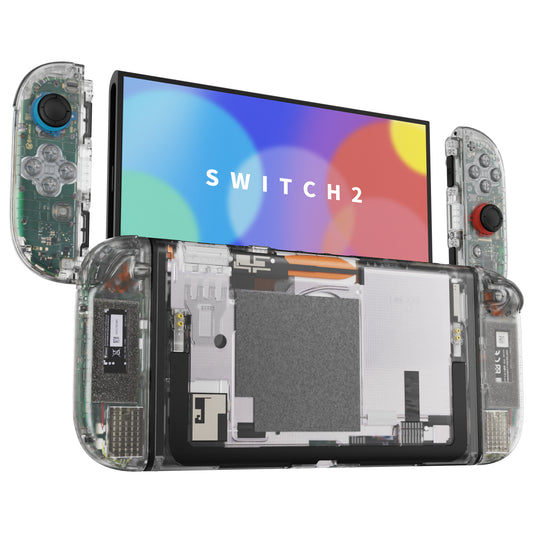 eXtremeRate Nintendo Switch 2対応交換フルセットシェル＆ボタン - デラックス版【クリア】