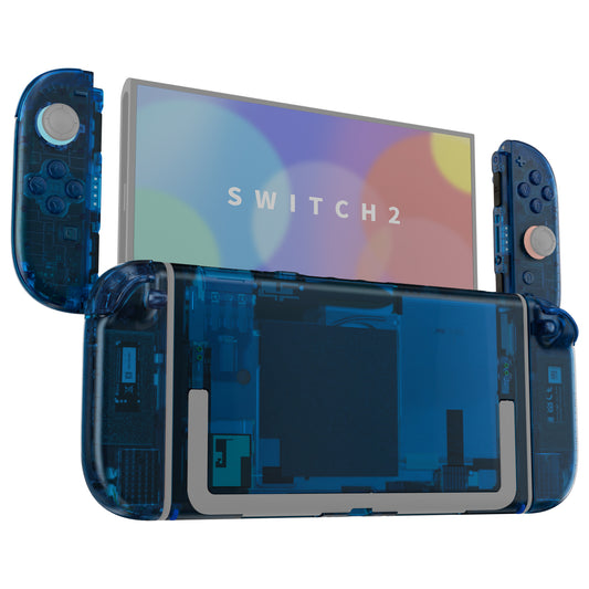 eXtremeRate Nintendo Switch 2対応交換フルセットシェル＆ボタン - デラックス版【クリアブルー】