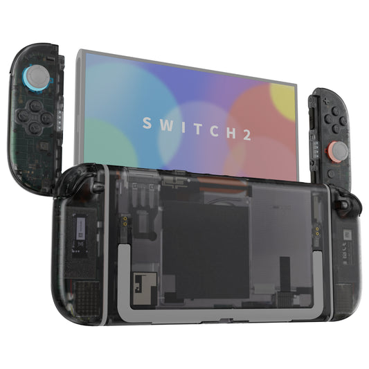 eXtremeRate Nintendo Switch 2対応交換フルセットシェル＆ボタン - デラックス版【クリアブラック】