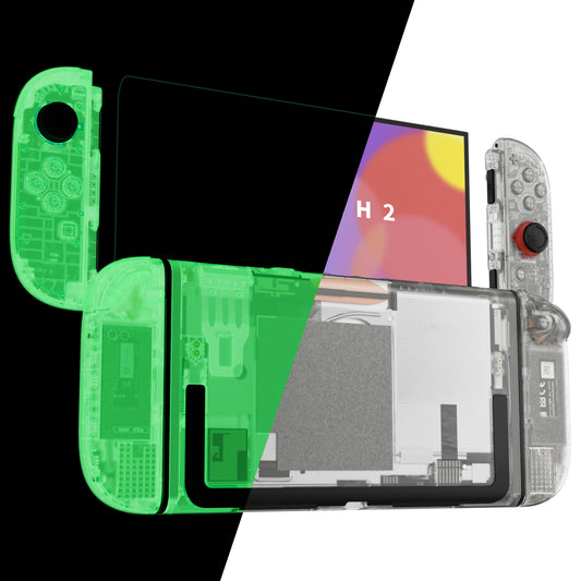 eXtremeRate Nintendo Switch 2対応交換フルセットシェル＆ボタン - デラックス版【暗闇で光る-グリーン】