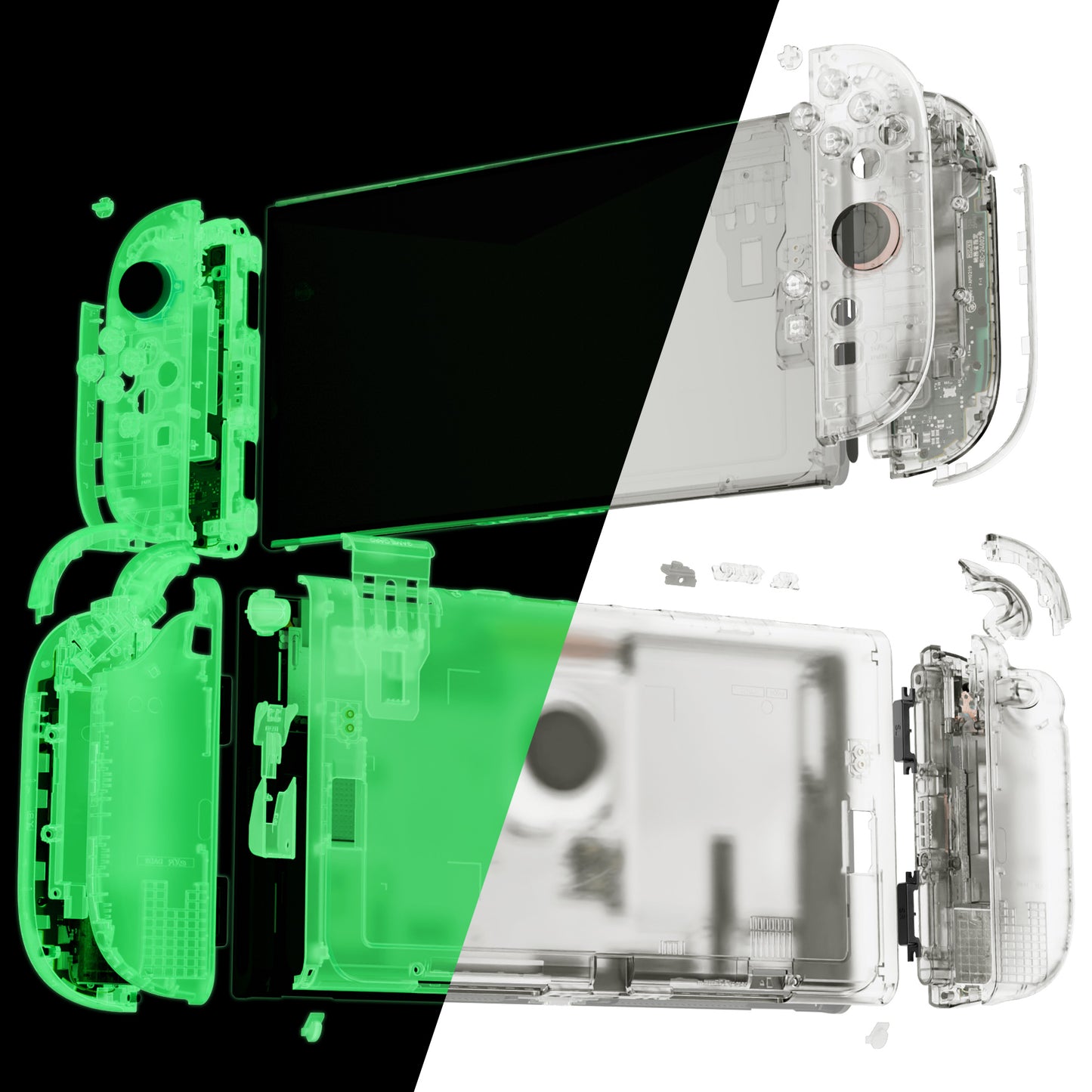 eXtremeRate Nintendo Switch 2対応交換フルセットシェル＆ボタン - デラックス版【暗闇で光る-グリーン】