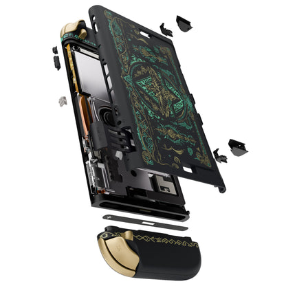 eXtremeRate Nintendo Switch 2対応交換フルセットシェル＆ボタン - デラックス版 - トーテム オブ キングダム【ブラック】暗闇で光る