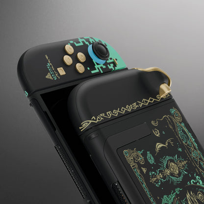 eXtremeRate Nintendo Switch 2対応交換フルセットシェル＆ボタン - デラックス版 - トーテム オブ キングダム【ブラック】暗闇で光る