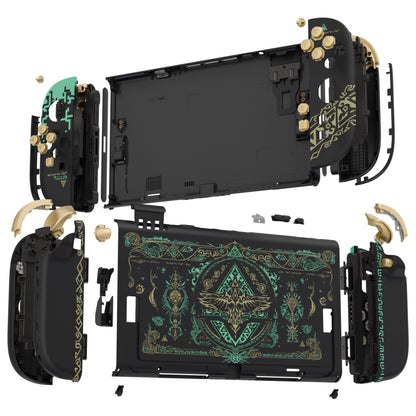 eXtremeRate Nintendo Switch 2対応交換フルセットシェル＆ボタン - デラックス版 - トーテム オブ キングダム【ブラック】暗闇で光る
