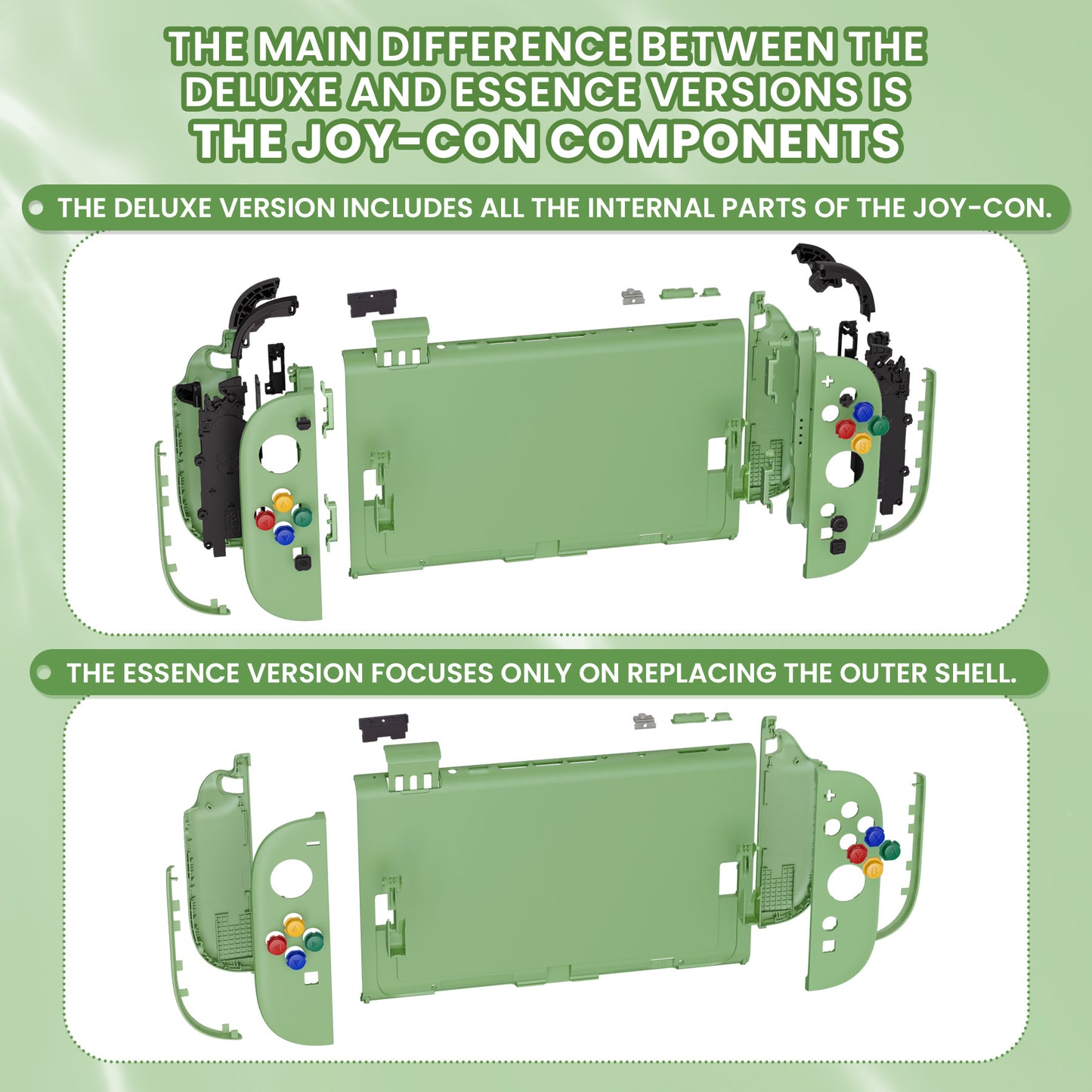 eXtremeRate Nintendo Switch 2対応交換フルセットシェル＆ボタン - デラックス版【抹茶グリーン】