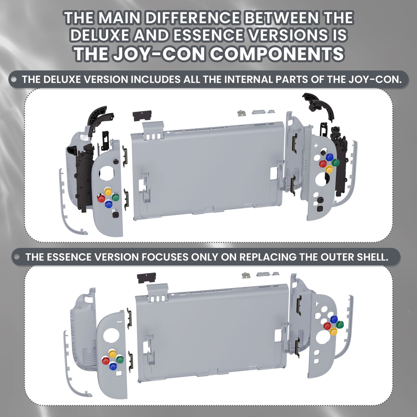 eXtremeRate Nintendo Switch 2対応交換フルセットシェル＆ボタン - デラックス版【ニューホープグレイ】