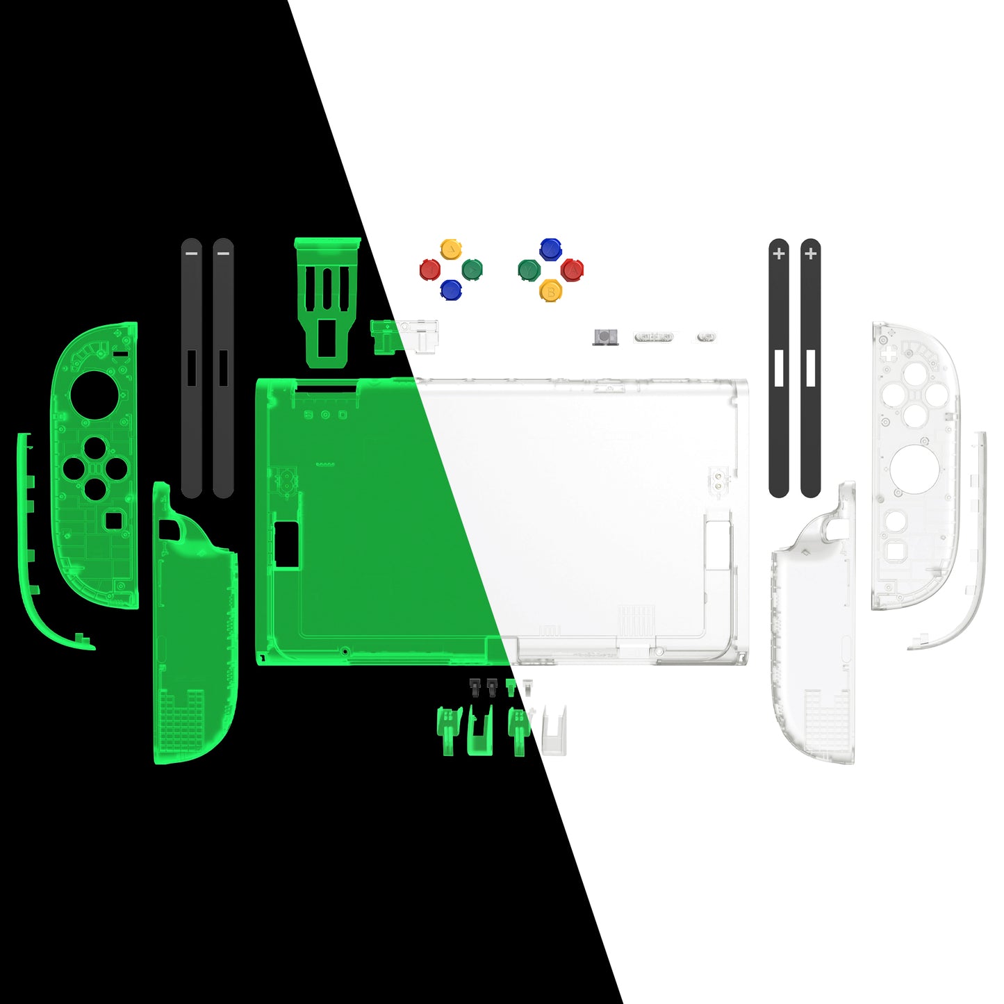 eXtremeRate Nintendo Switch 2対応交換フルセットシェル＆ボタン - エッセンス版【暗闇で光る-グリーン】