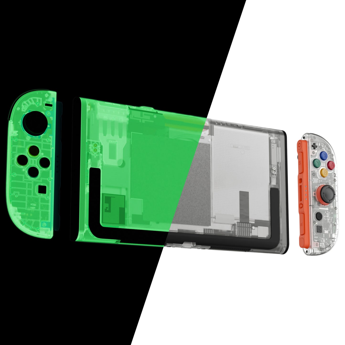 eXtremeRate Nintendo Switch 2対応交換フルセットシェル＆ボタン - エッセンス版【暗闇で光る-グリーン】