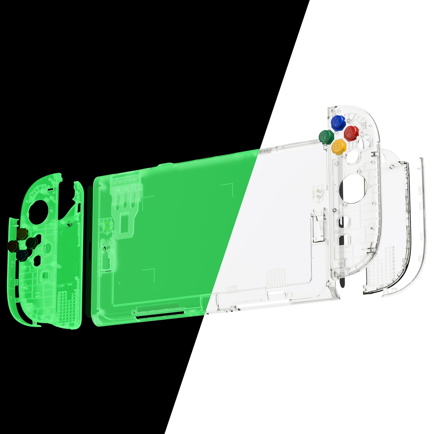 eXtremeRate Nintendo Switch 2対応交換フルセットシェル＆ボタン - エッセンス版【暗闇で光る-グリーン】