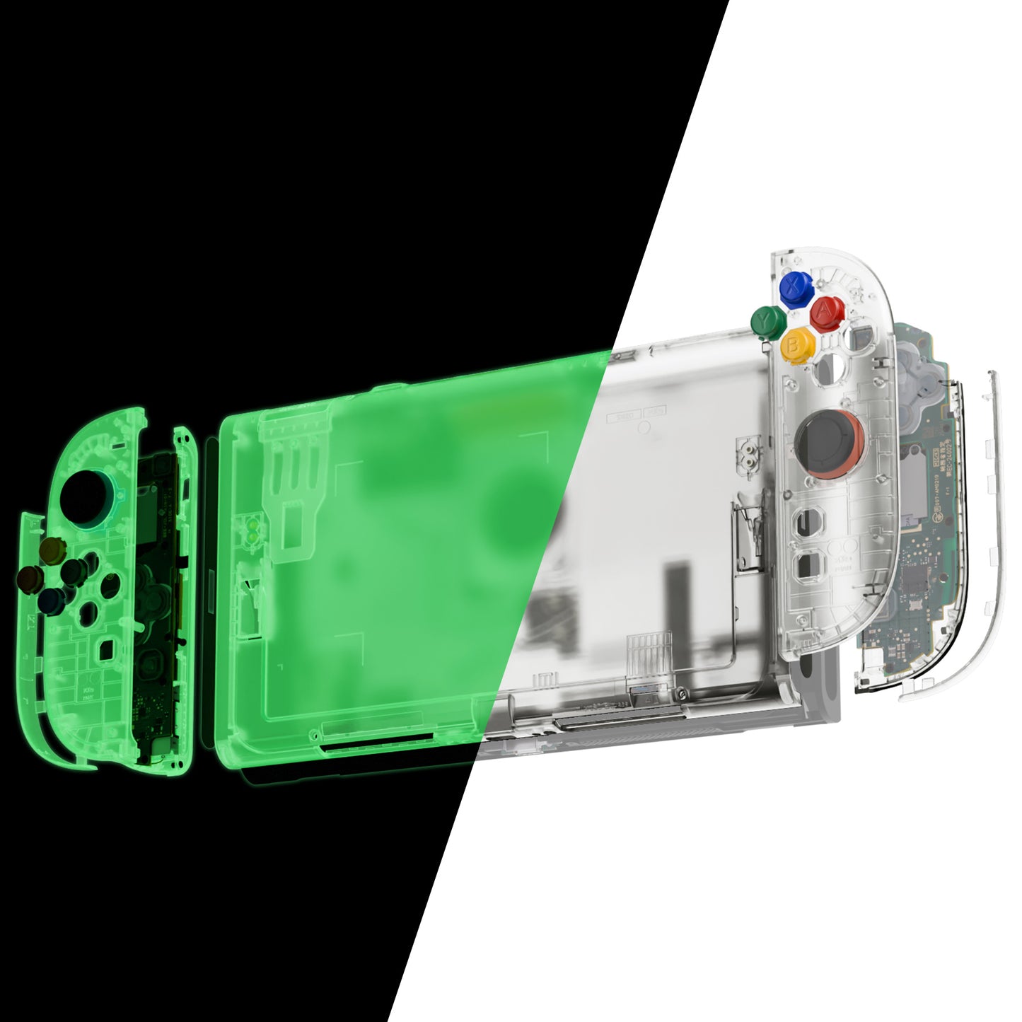 eXtremeRate Nintendo Switch 2対応交換フルセットシェル＆ボタン - エッセンス版【暗闇で光る-グリーン】