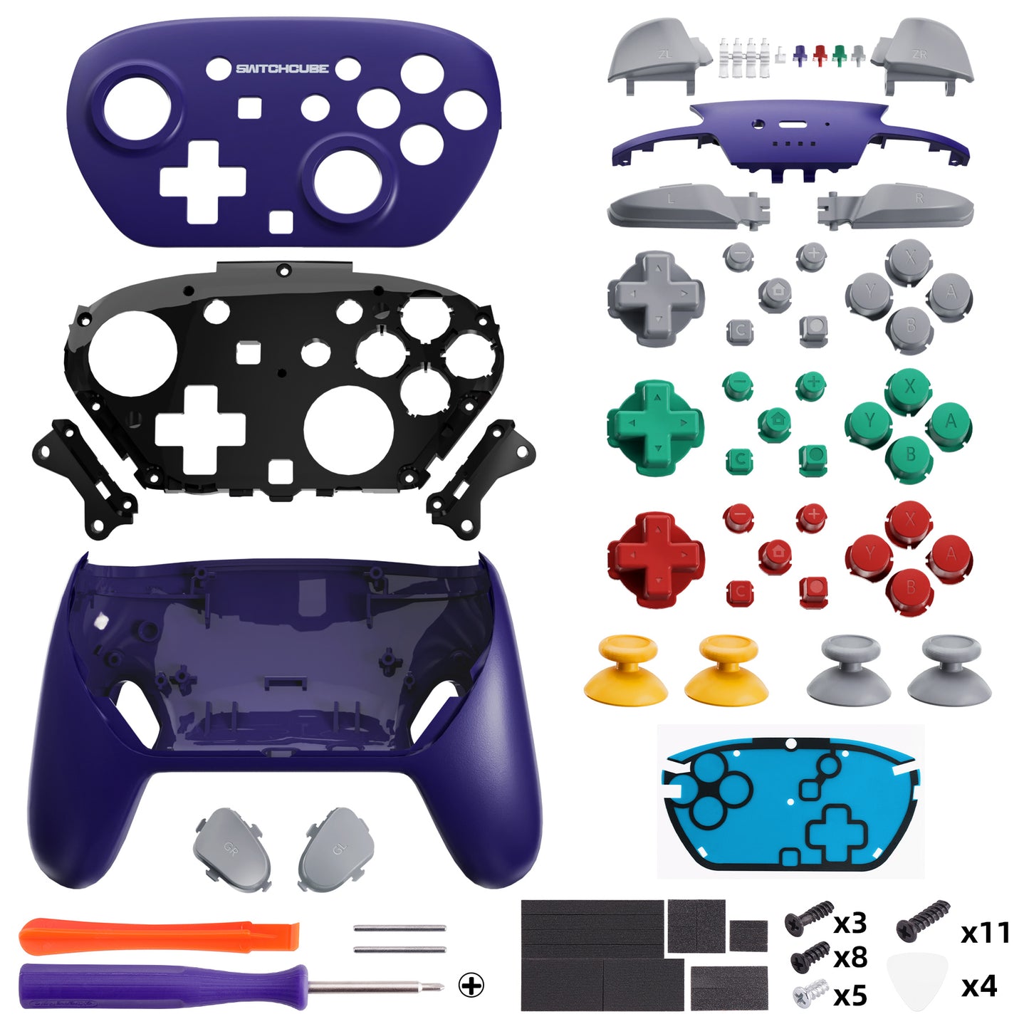 eXtremeRate DIY Replacement Full Set of Shells and Buttons for Nintendo Switch 2 Pro Controller (Classic NGC Style)