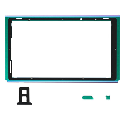 eXtremeRate DIY Replacement Housing Shell Front Frame with Volume Up Down Power Buttons for NS Switch Console - Chameleon Green Purple eXtremeRate