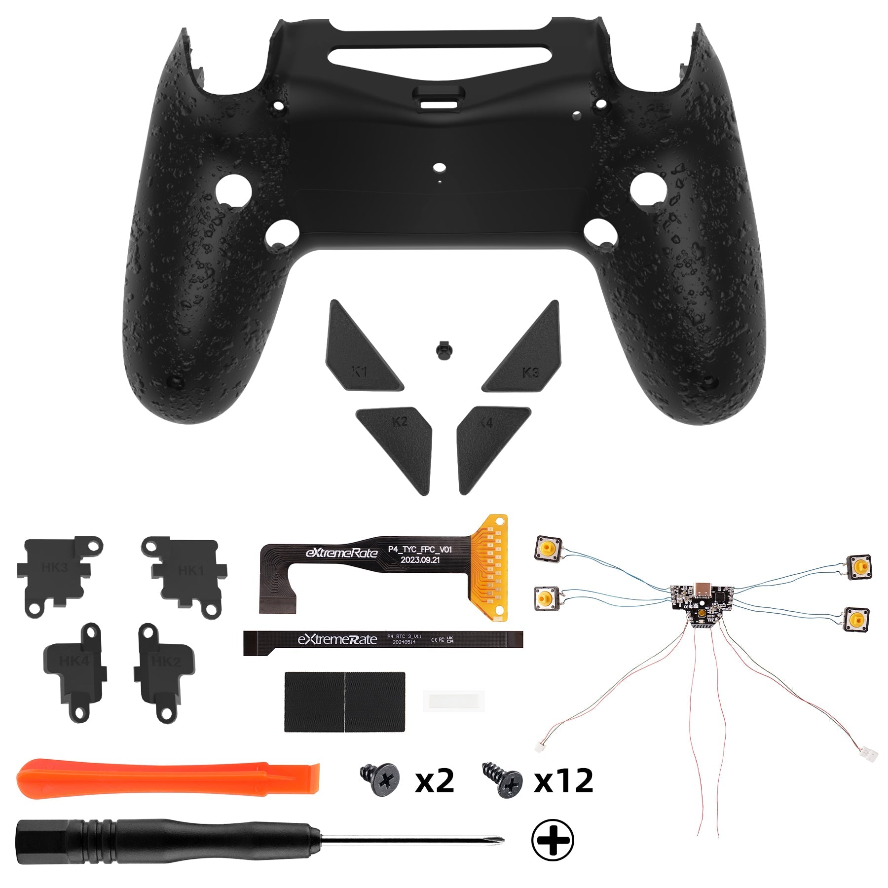 eXtremeRate?Dawn?Type-C?Version?Remap?Kit?for?PS4?Slim?Pro?Controller?JDM-040/050/055?-?Textured Black eXtremeRate