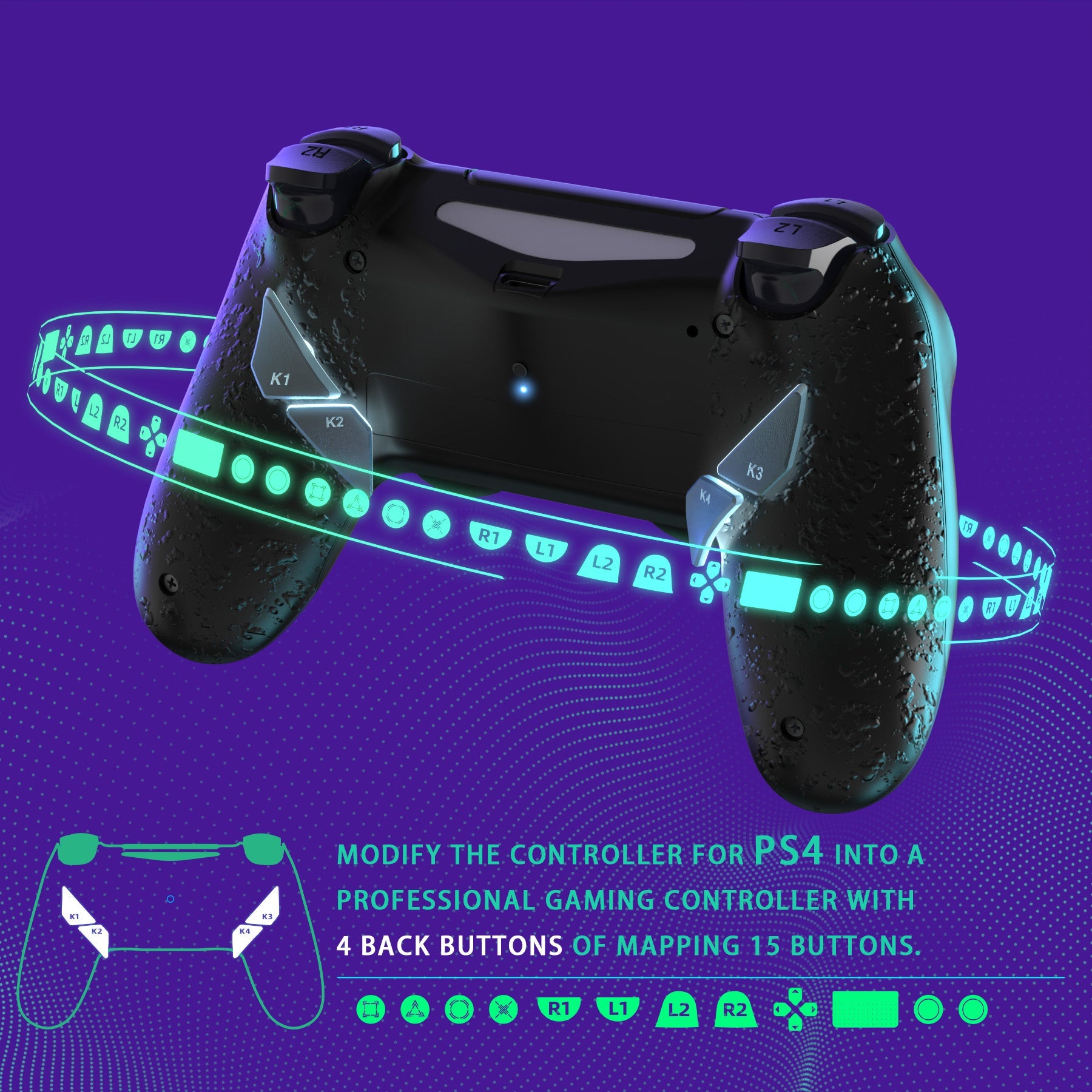 eXtremeRate?Dawn?Type-C?Version?Remap?Kit?for?PS4?Slim?Pro?Controller?JDM-040/050/055?-?Textured Black eXtremeRate