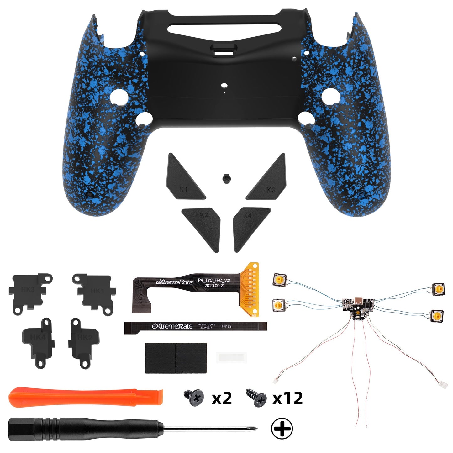 eXtremeRate PS4 Slim ProコントローラーJDM-040/050/055用Dawn Type-Cバージョンリマップキット【テクスチャードブルー】