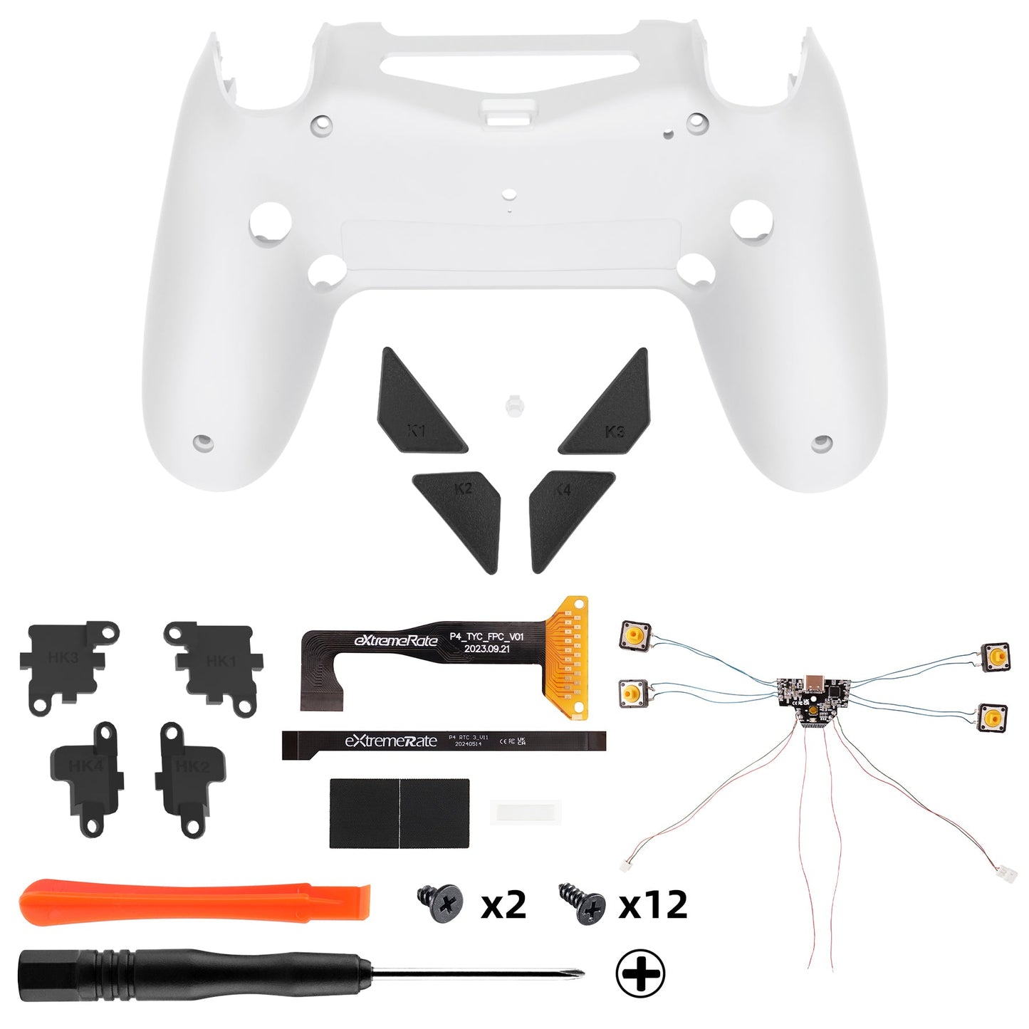 eXtremeRate PS4 Slim ProコントローラーJDM-040/050/055用Dawn Type-Cバージョンリマップキット【ホワイト】