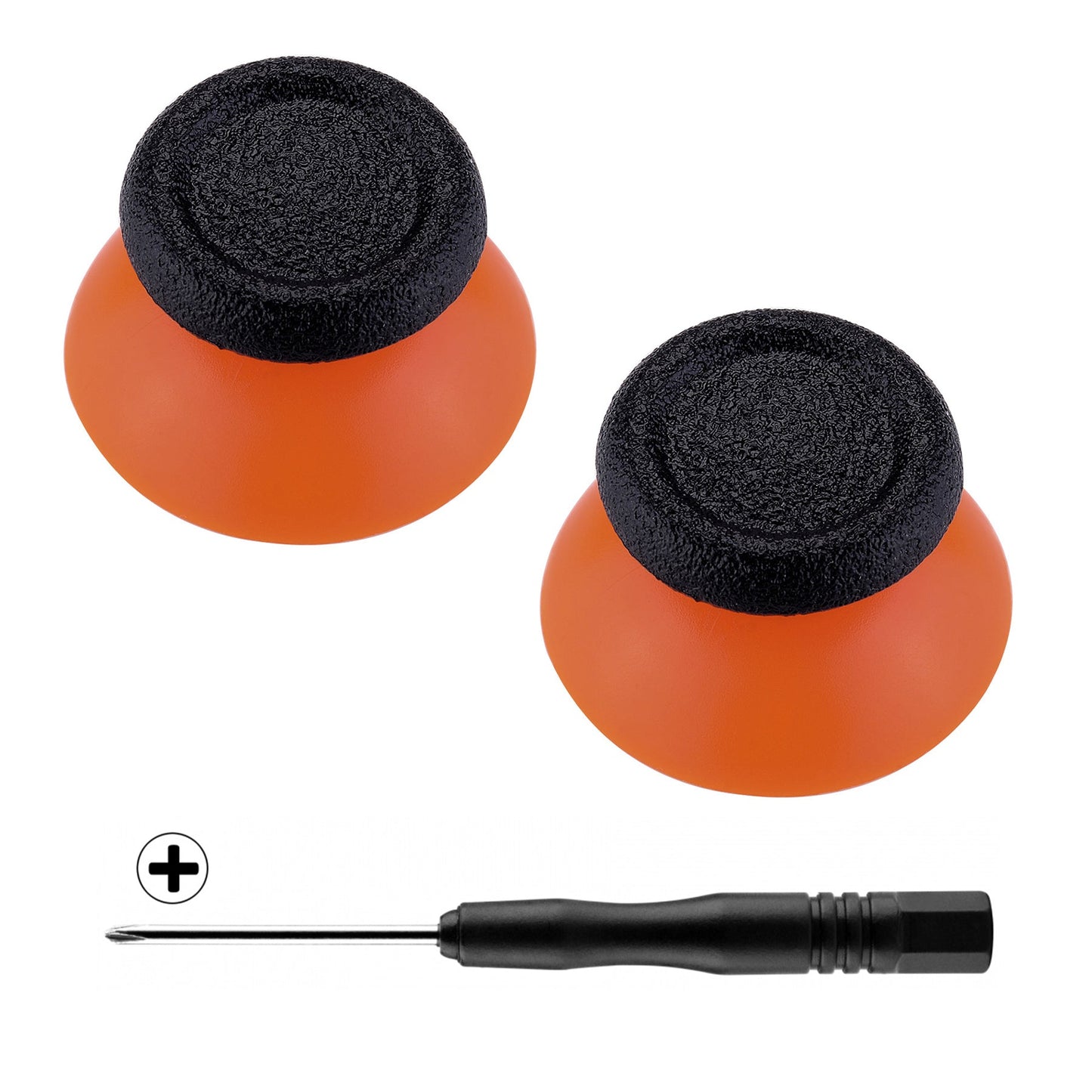 eXtremeRate Dual-Color Replacement 3D Joystick Thumbsticks Compatible with PS4 Slim Pro Controller - Black & Orange eXtremeRate